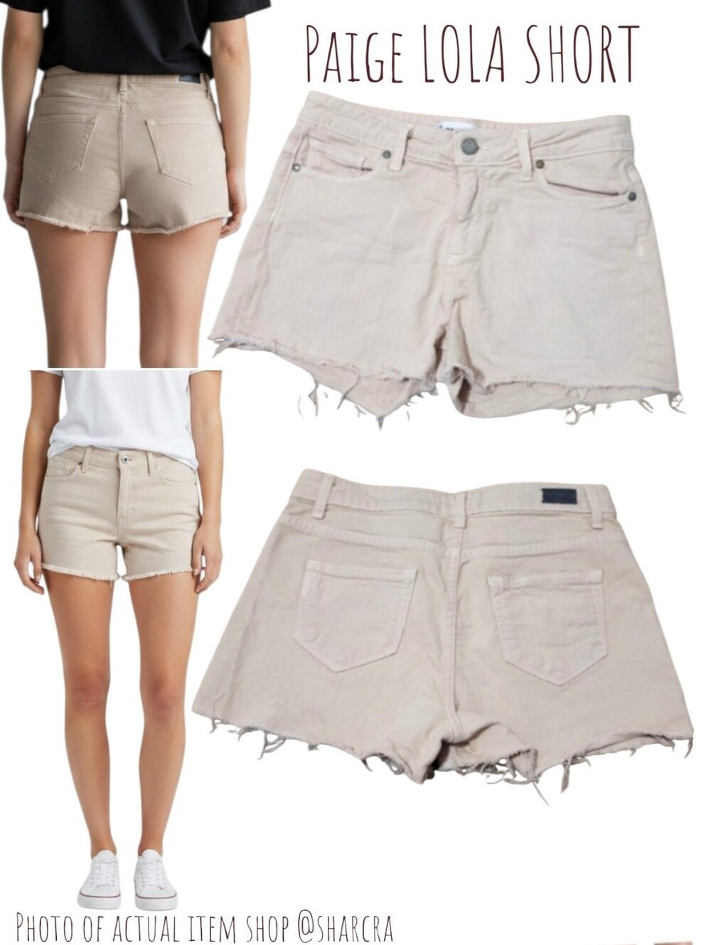 Paige Women's Lola short Jean shorts Echo Park wash Beige Denim Jean Cutoffs 26
